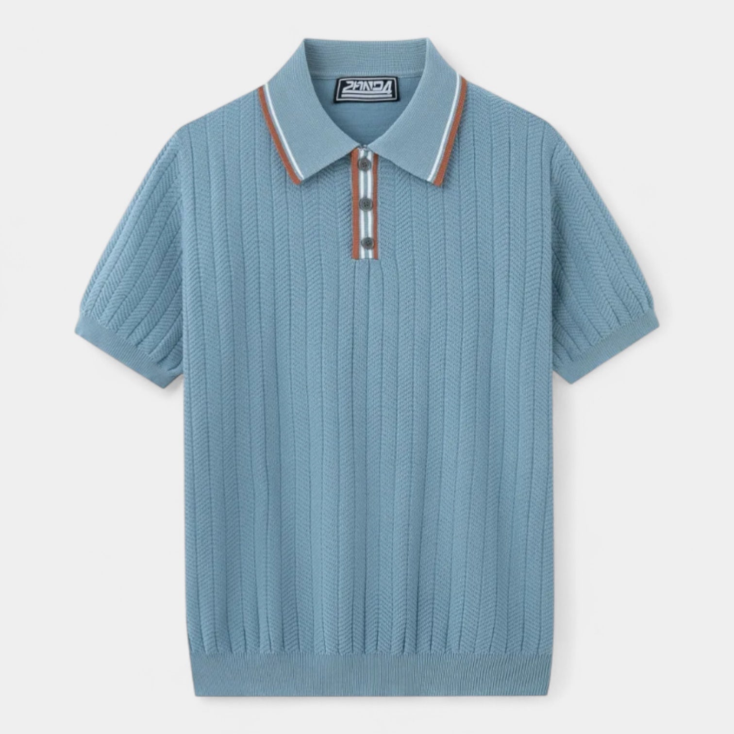 Norrskenberg | Klassisk Kortärmad Pikétröja för Män - Ribbad T-shirt