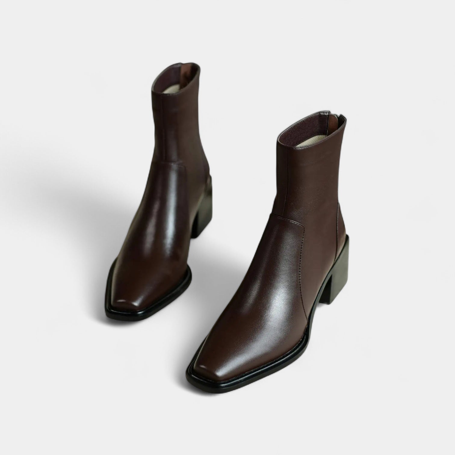 Norrskenberg | Dam Ankelboots i Läder - Bakdragkedja & Blockklack