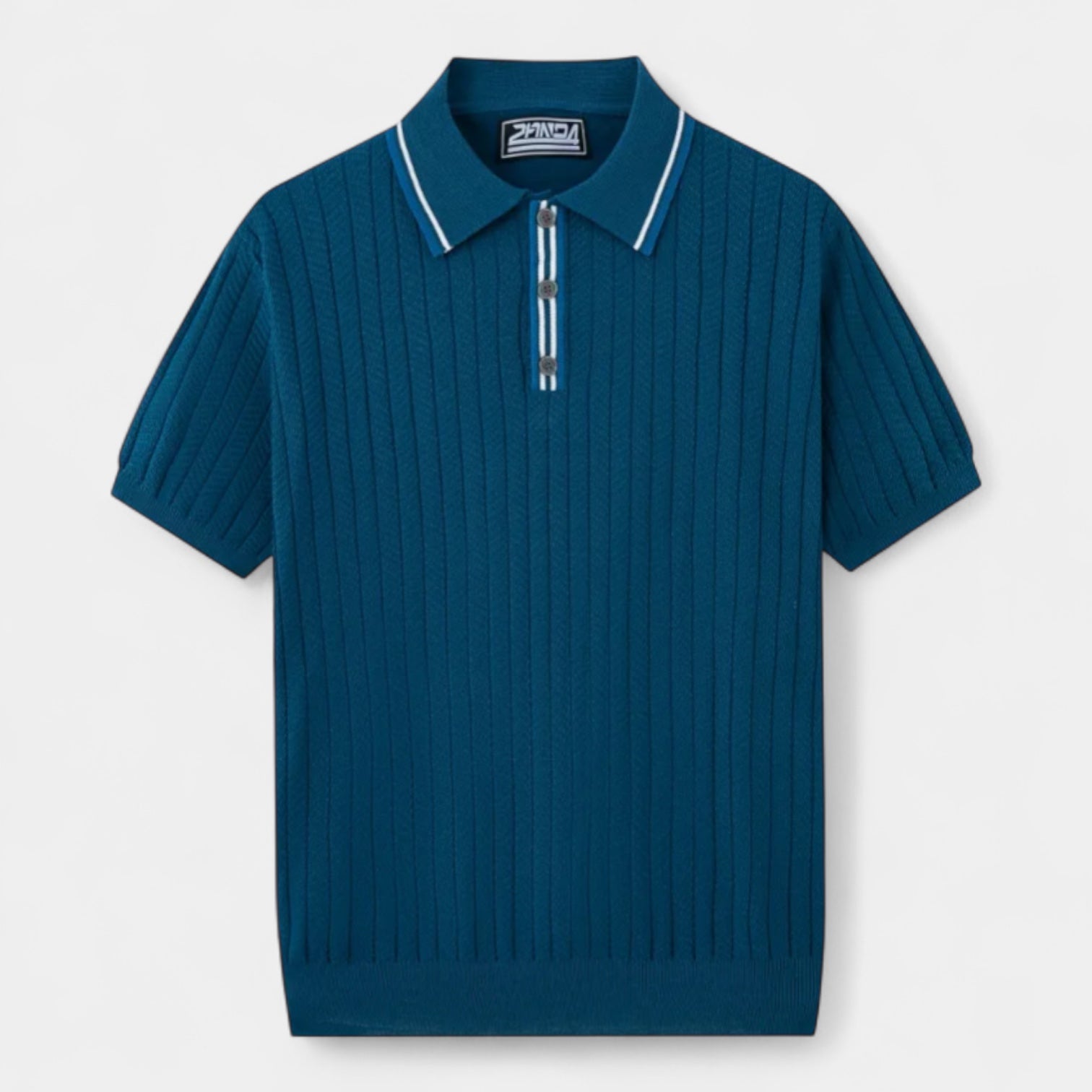 Norrskenberg | Klassisk Kortärmad Pikétröja för Män - Ribbad T-shirt