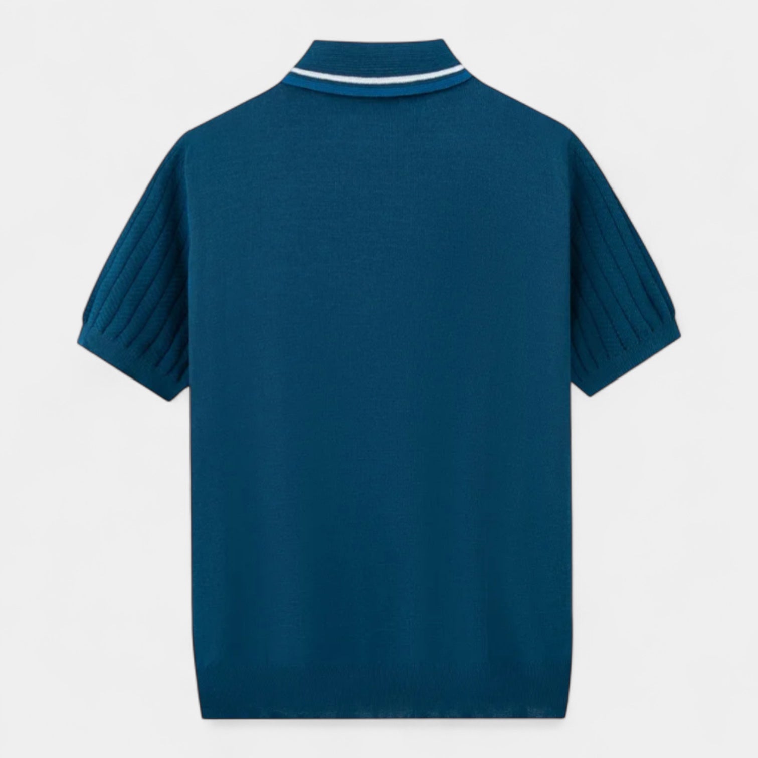Norrskenberg | Klassisk Kortärmad Pikétröja för Män - Ribbad T-shirt