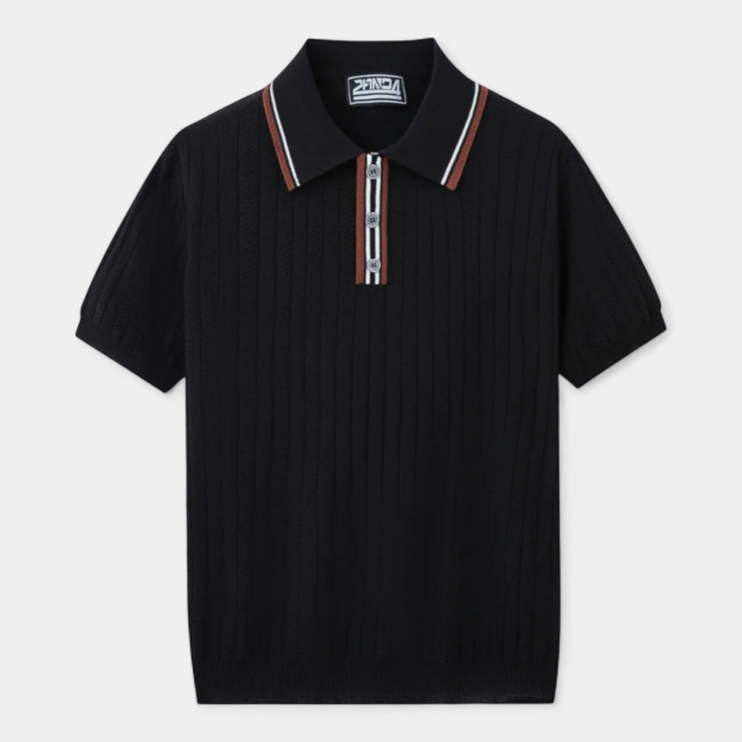 Norrskenberg | Klassisk Kortärmad Pikétröja för Män - Ribbad T-shirt