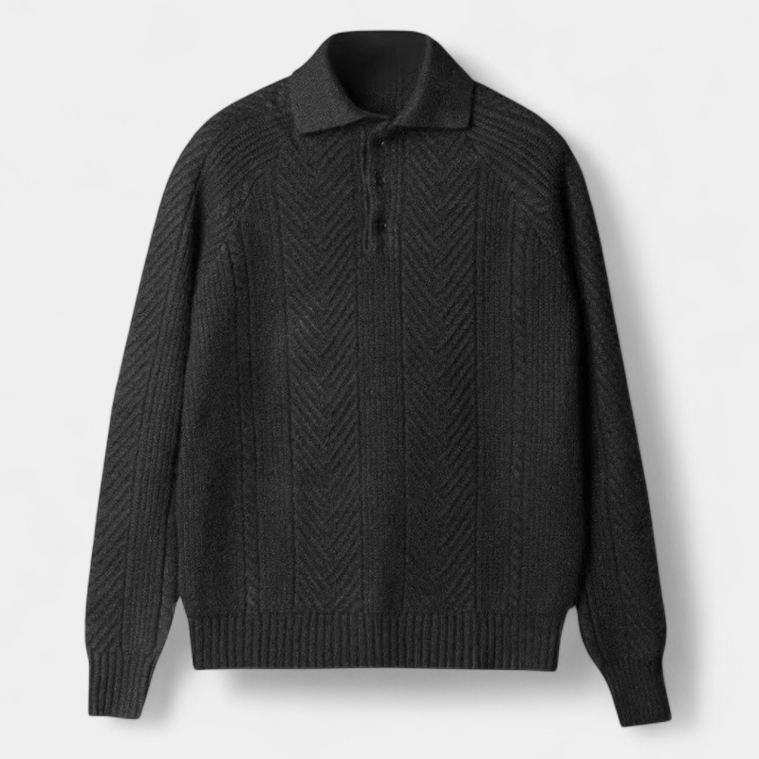 Norrskenberg | Herr Stickad Långärmad Piké - Old Money Halv-zip Tröja