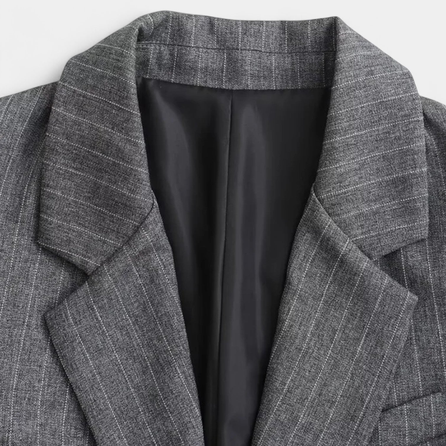 Norrskenberg | Dam Kritstrecksrandig Blazer – Enkelknäppt, Hackslag & Fodrad