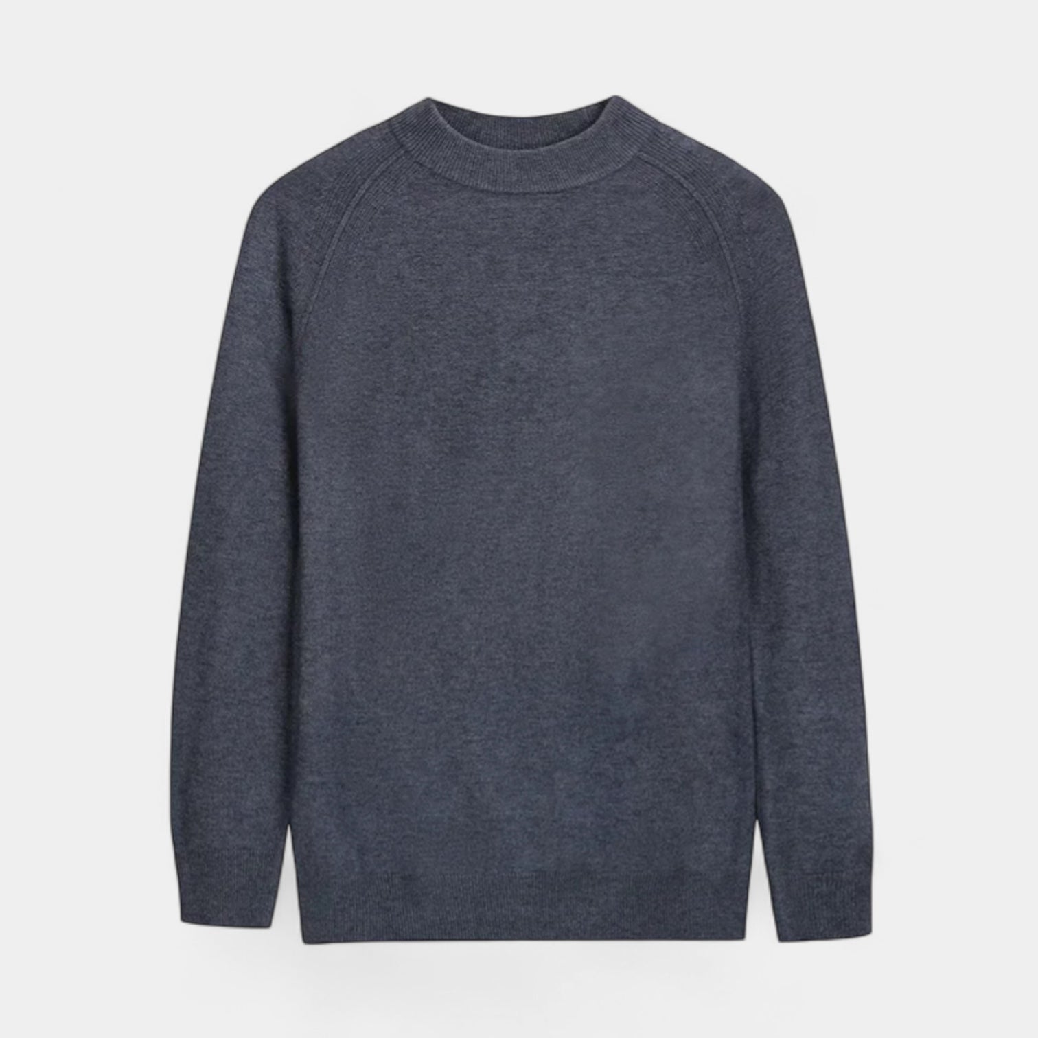 Norrskenberg | Herr Ulltröja med Halvhög Krage - Merino Crew Neck