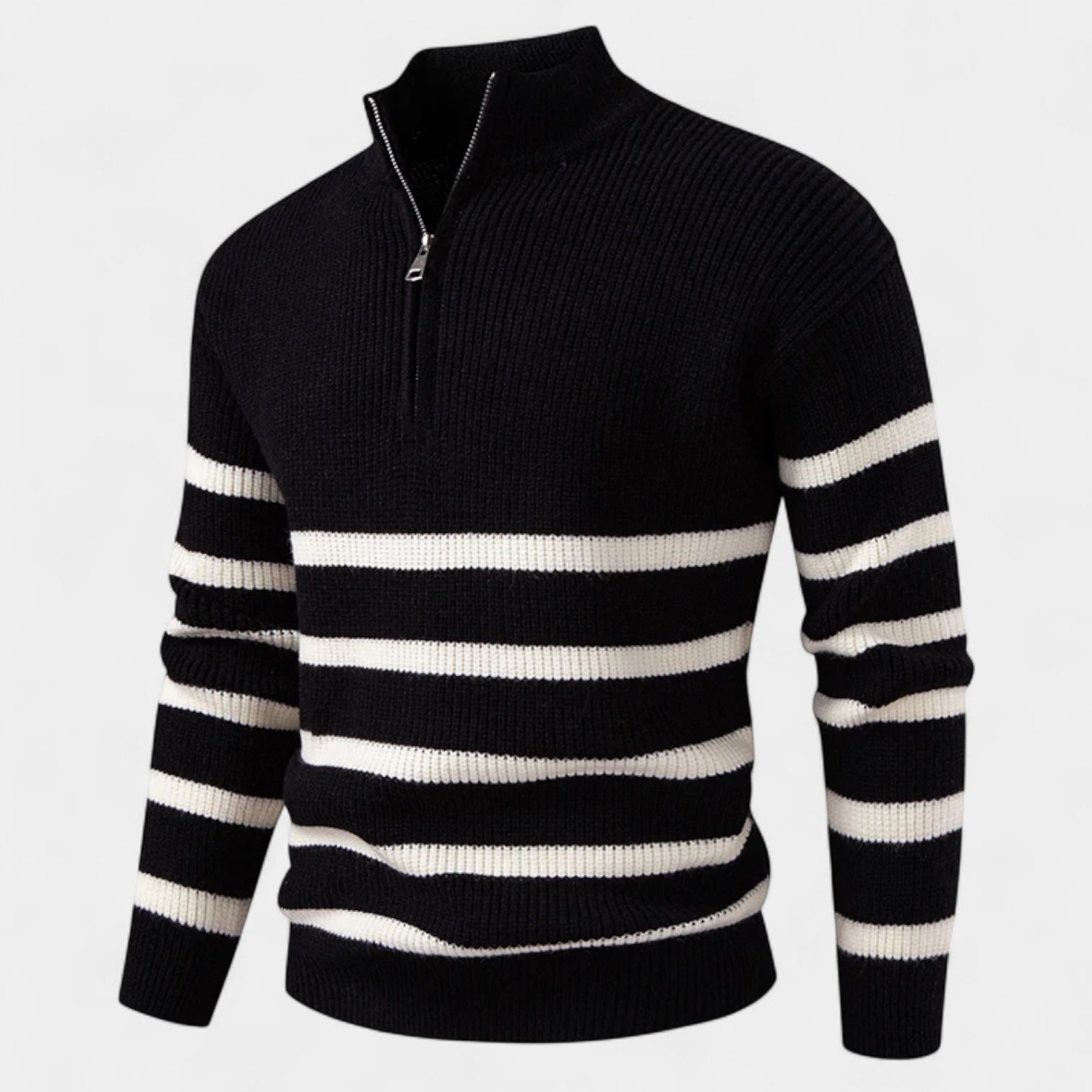 Norrskenberg | Herr Randig Quarter-Zip Tröja
