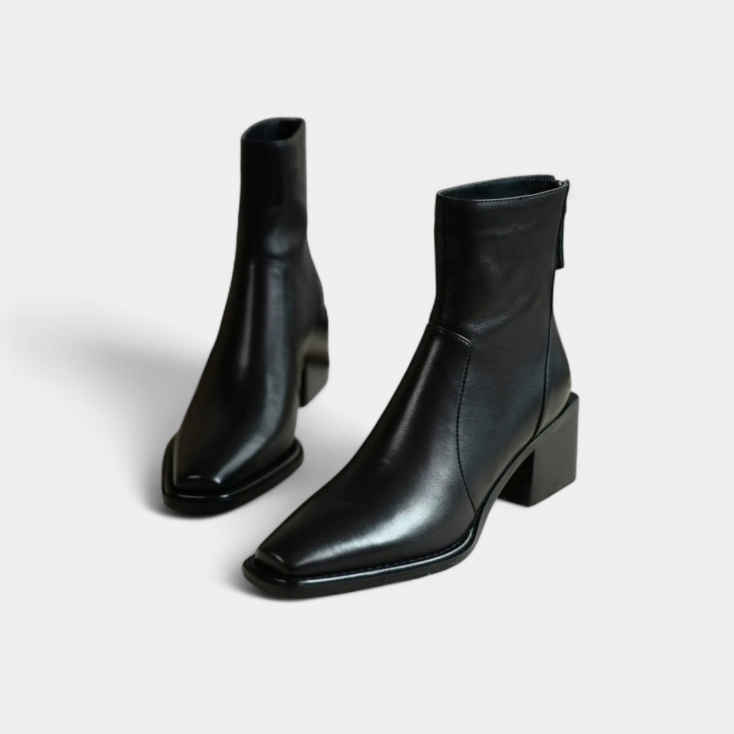 Norrskenberg | Dam Ankelboots i Läder - Bakdragkedja & Blockklack
