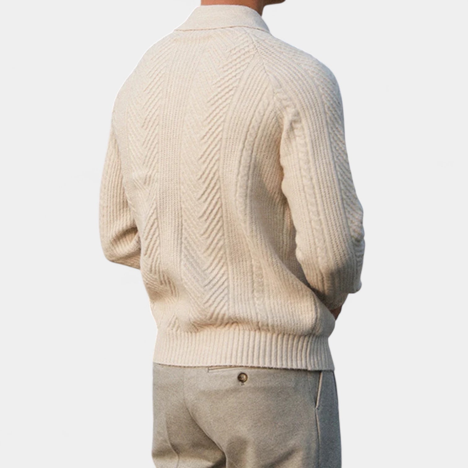 Norrskenberg | Herr Stickad Långärmad Piké - Old Money Halv-zip Tröja