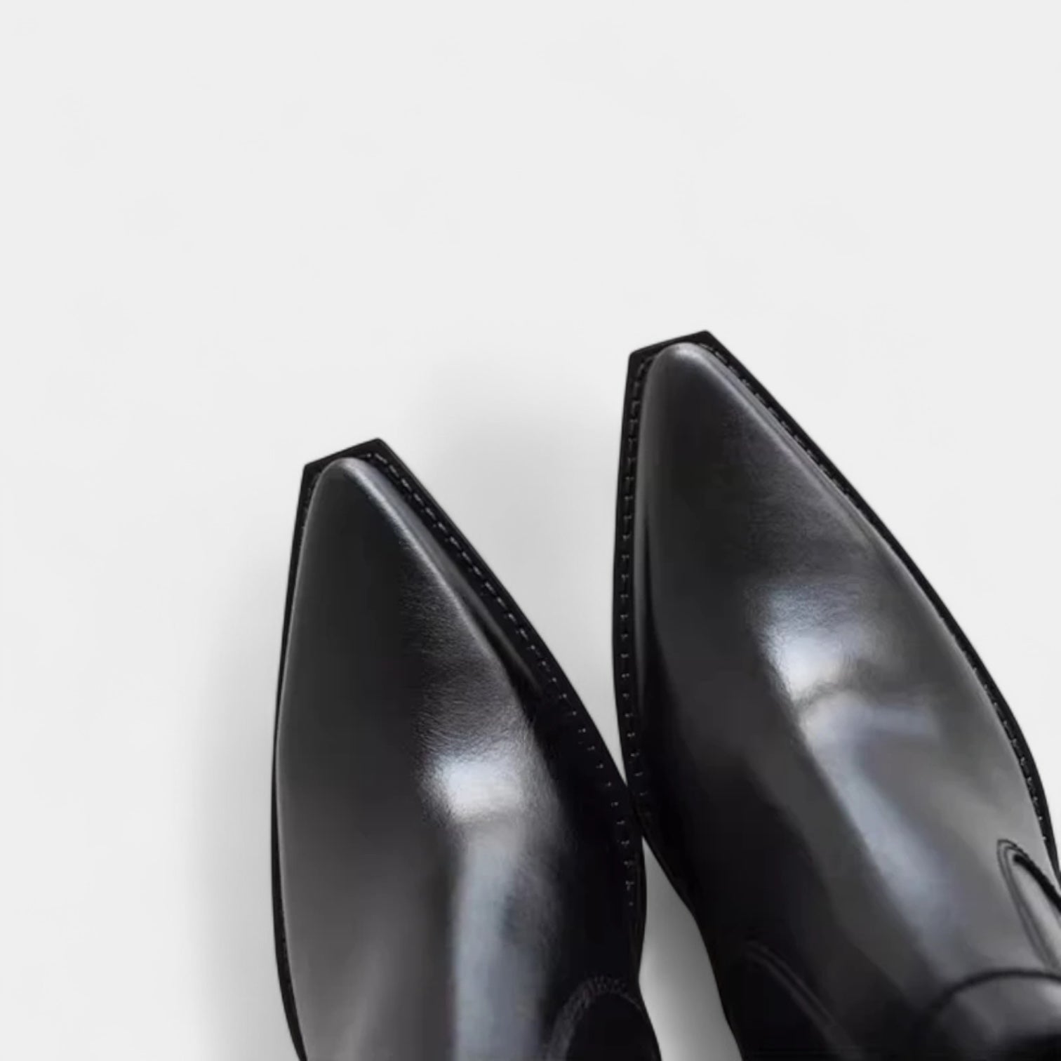Norrskenberg | Dam Ankelboots i Läder - Spetsig Tå, Blockklack & Sidodragkedja