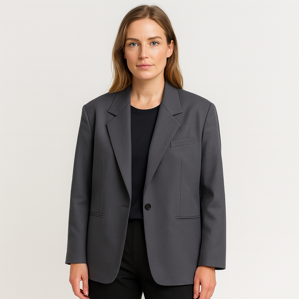 Norrskenberg | Dam Blazer med Axelvaddar – Enkelknäppt, Oversized