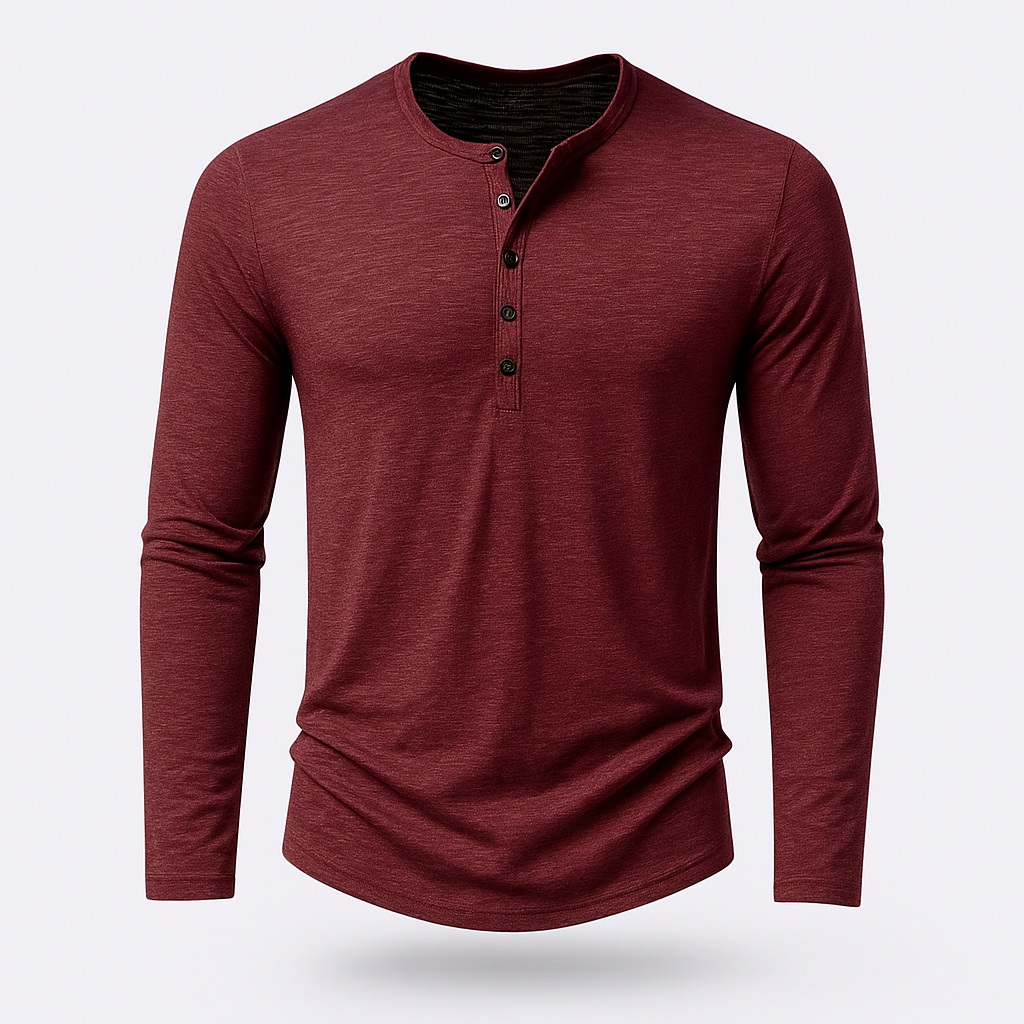 Norrskenberg | Långärmad Henley Skjorta i bomull | Casual Shirt