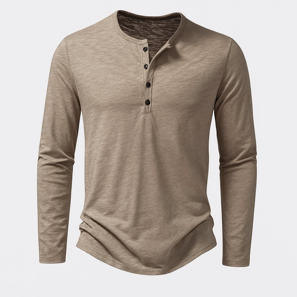 Norrskenberg | Långärmad Henley Skjorta i bomull | Casual Shirt