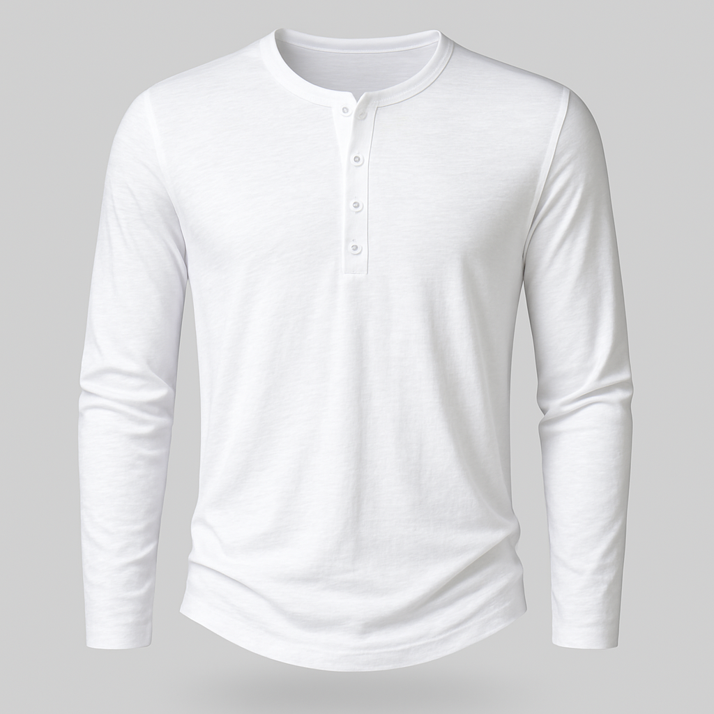 Norrskenberg | Långärmad Henley Skjorta i bomull | Casual Shirt