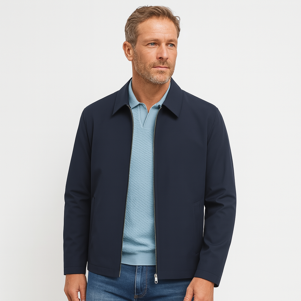 Norrskenberg | Klassisk Herrbomber med Krage - Full Zip Affärsjacka
