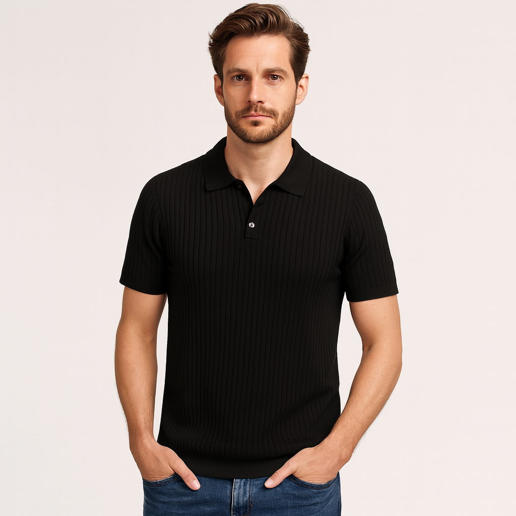 Norrskenberg | Herr Ribbstickad Piké Polo - Business T-shirt
