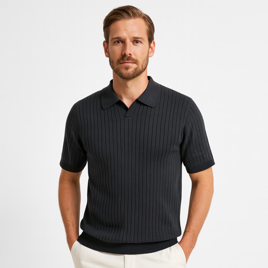 Norrskenberg | Herr Ribbstickad Piké Polo - Business T-shirt