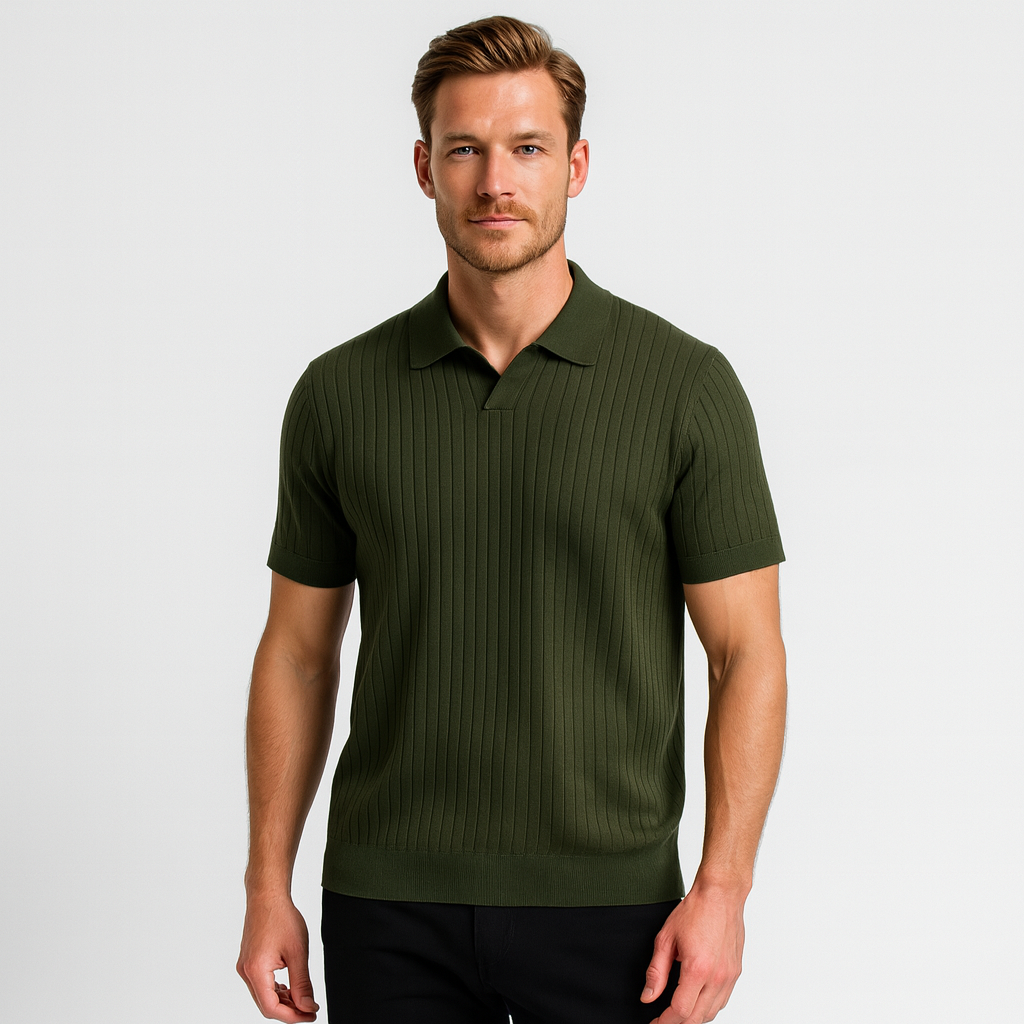 Norrskenberg | Herr Ribbstickad Piké Polo - Business T-shirt