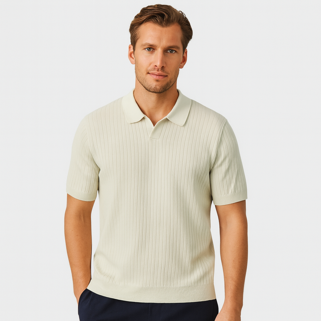Norrskenberg | Herr Ribbstickad Piké Polo - Business T-shirt