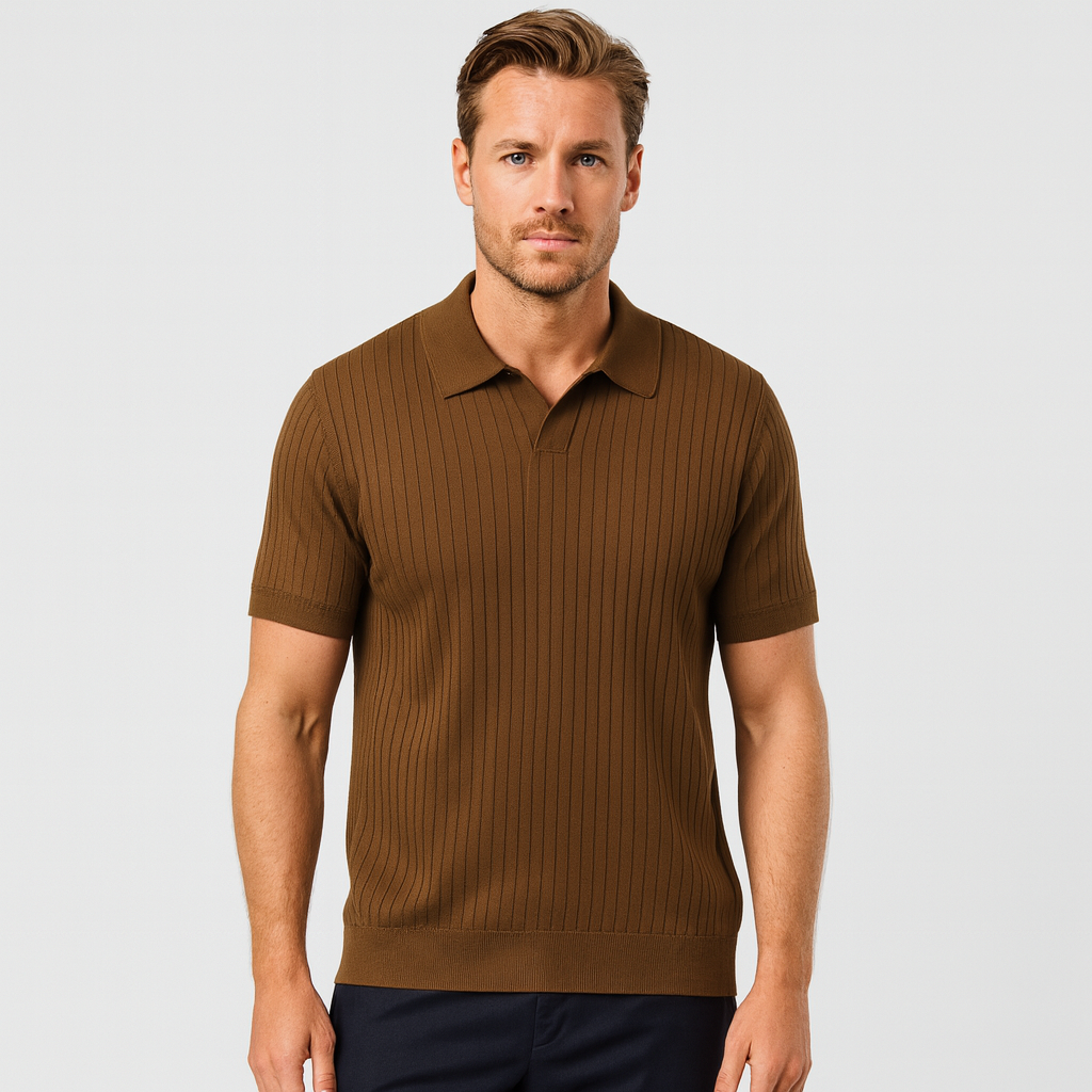 Norrskenberg | Herr Ribbstickad Piké Polo - Business T-shirt