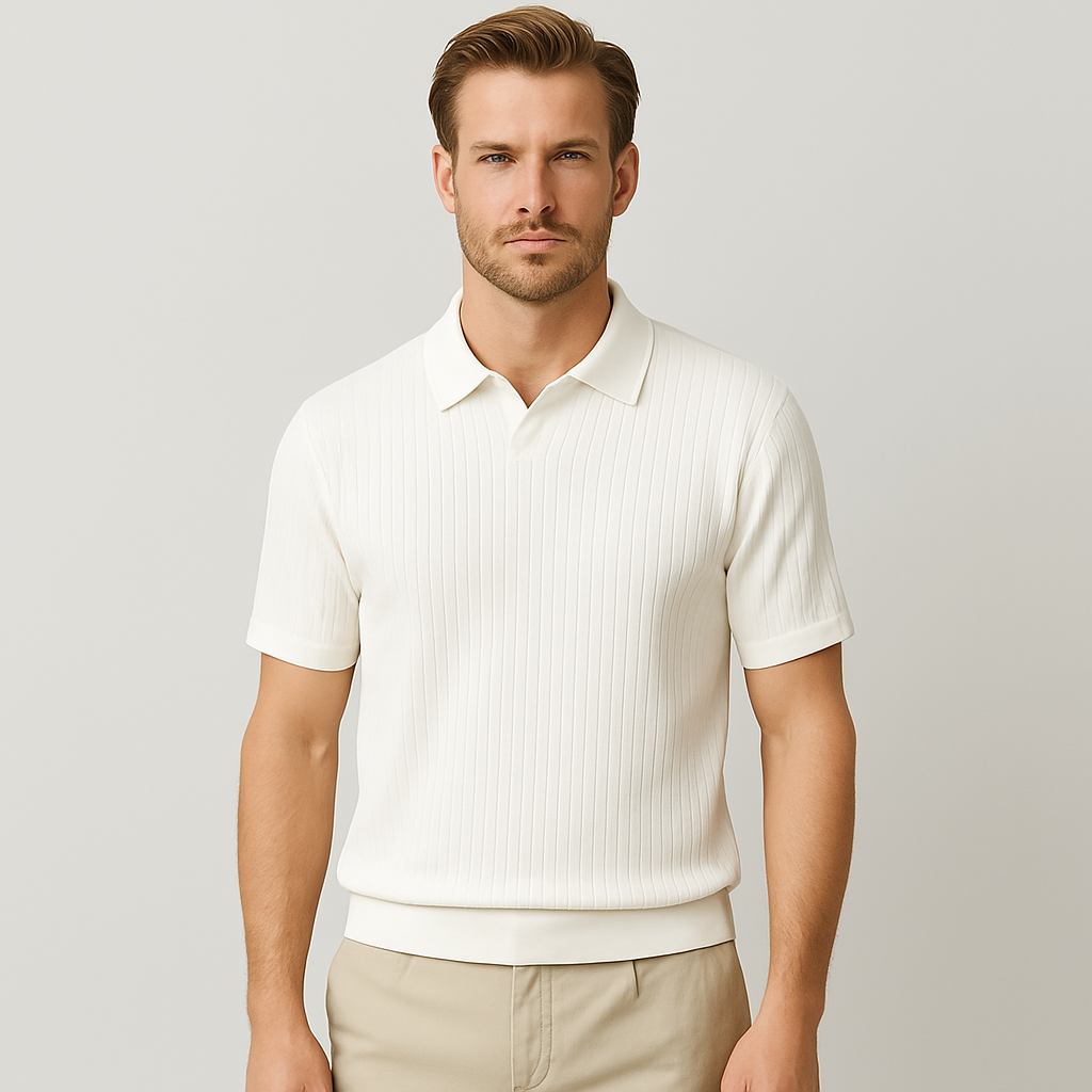 Norrskenberg | Herr Ribbstickad Piké Polo - Business T-shirt