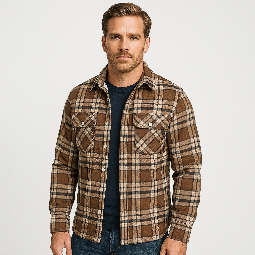 Norrskenberg | Herr Flanellskjorta med Fleecefoder - Overshirt
