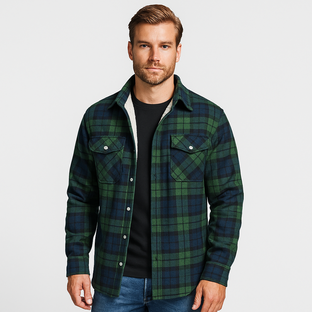 Norrskenberg | Herr Flanellskjorta med Fleecefoder - Overshirt