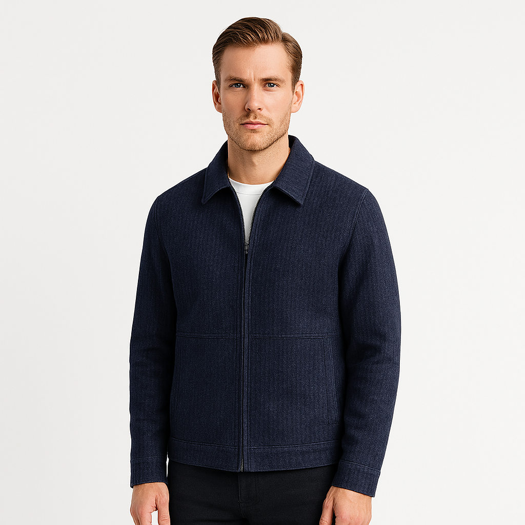 Norrskenberg | Herr Texturerad Harrington-Överskjorta