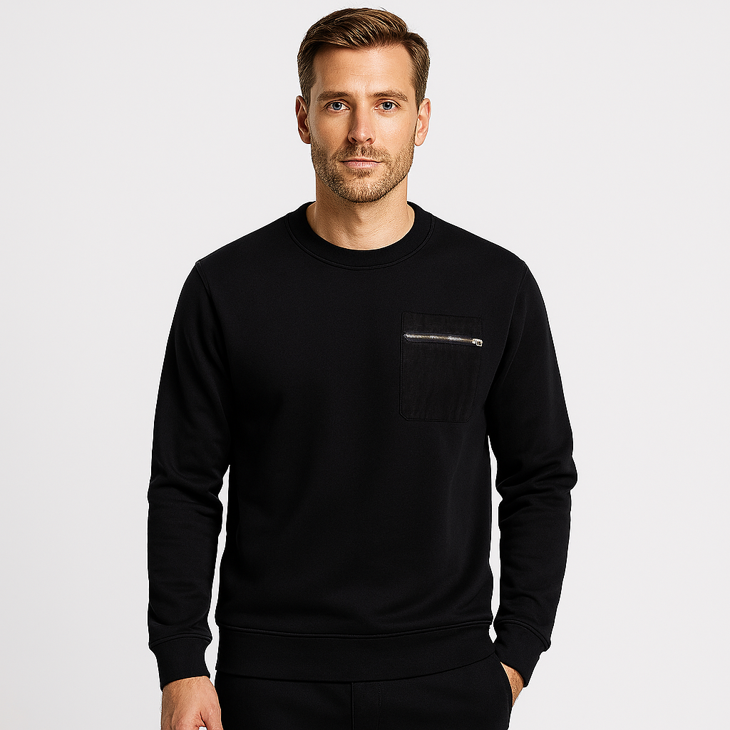 Norrskenberg | Herrsweatshirt med Bröstficka & Dragkedja