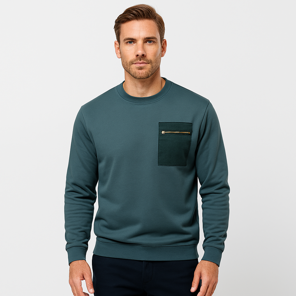 Norrskenberg | Herrsweatshirt med Bröstficka & Dragkedja