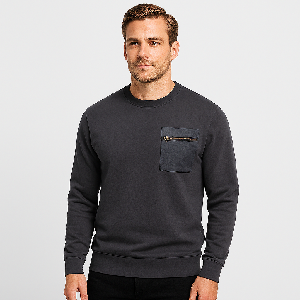 Norrskenberg | Herrsweatshirt med Bröstficka & Dragkedja