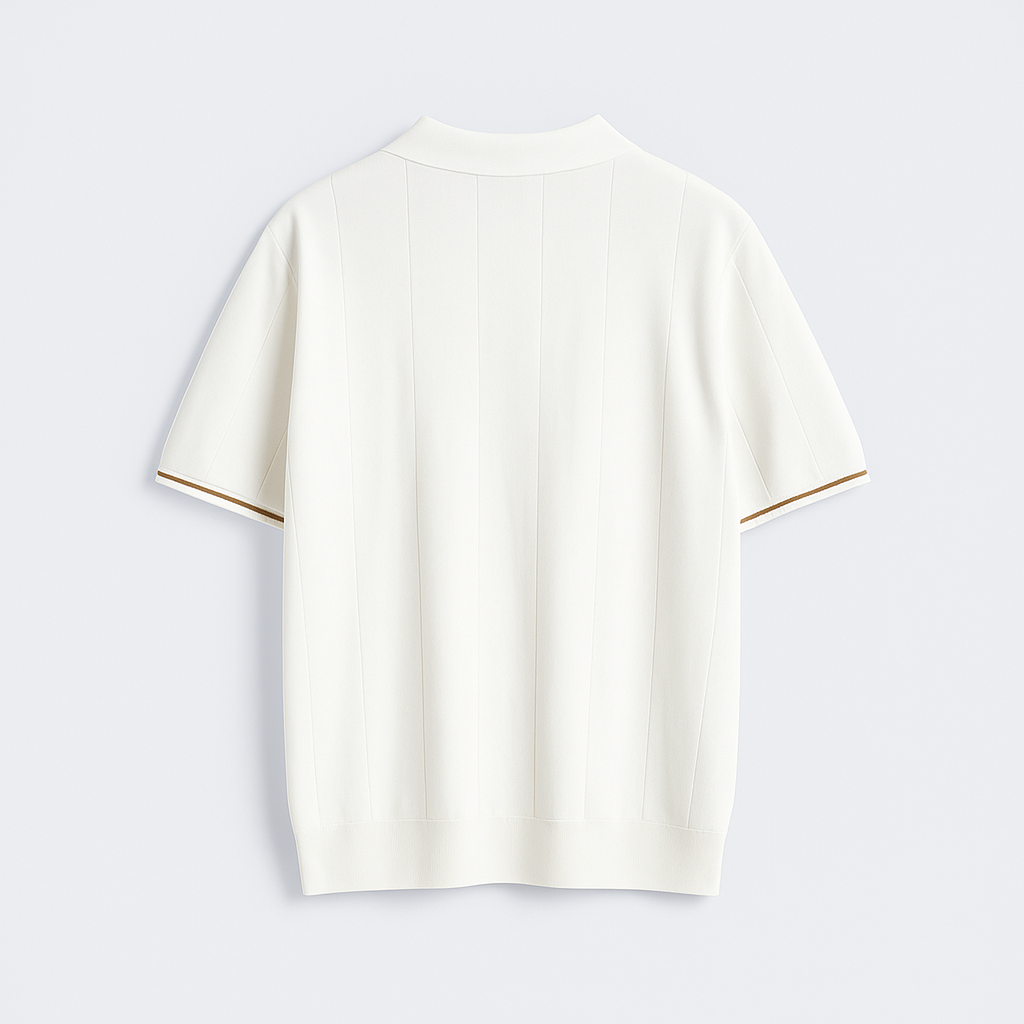 Norrskenberg | Herrpolo i Bomull - Piqué T-shirt med Kvarts Dragkedja