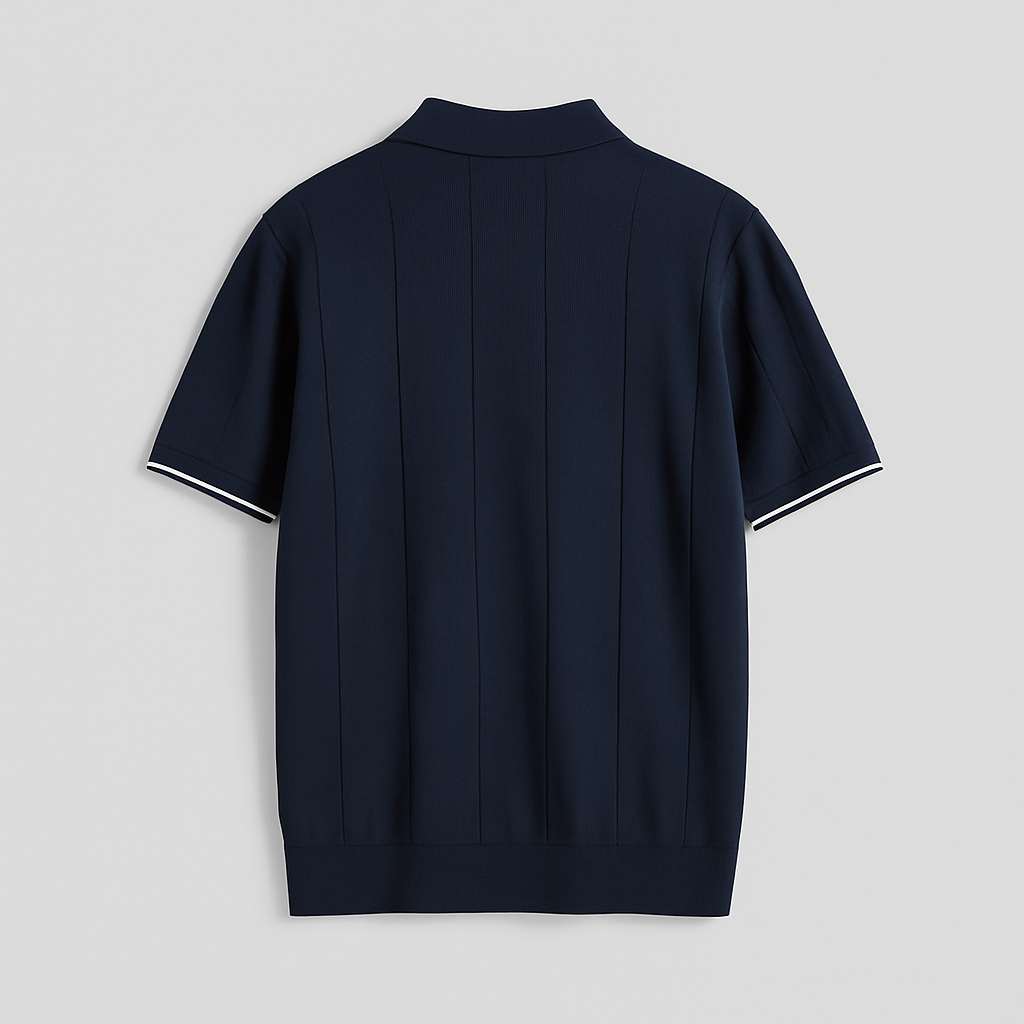 Norrskenberg | Herrpolo i Bomull - Piqué T-shirt med Kvarts Dragkedja