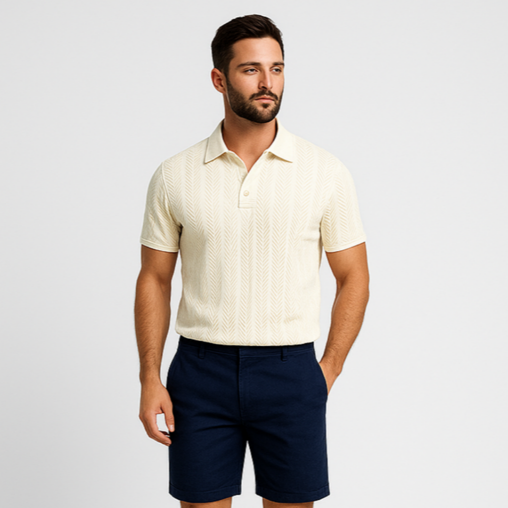 Norrskenberg | Herrpolo i Jacquard - Stilren T-shirt med Old Money-look