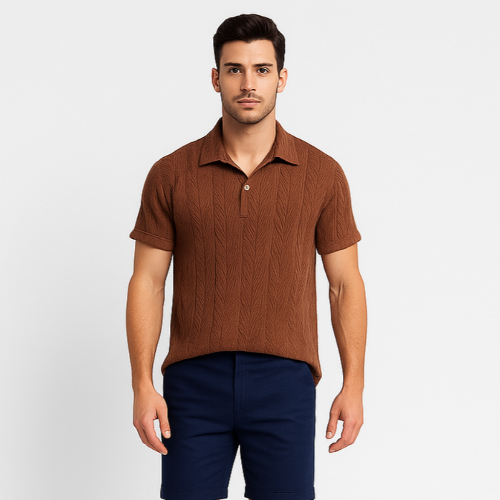 Norrskenberg | Herrpolo i Jacquard - Stilren T-shirt med Old Money-look