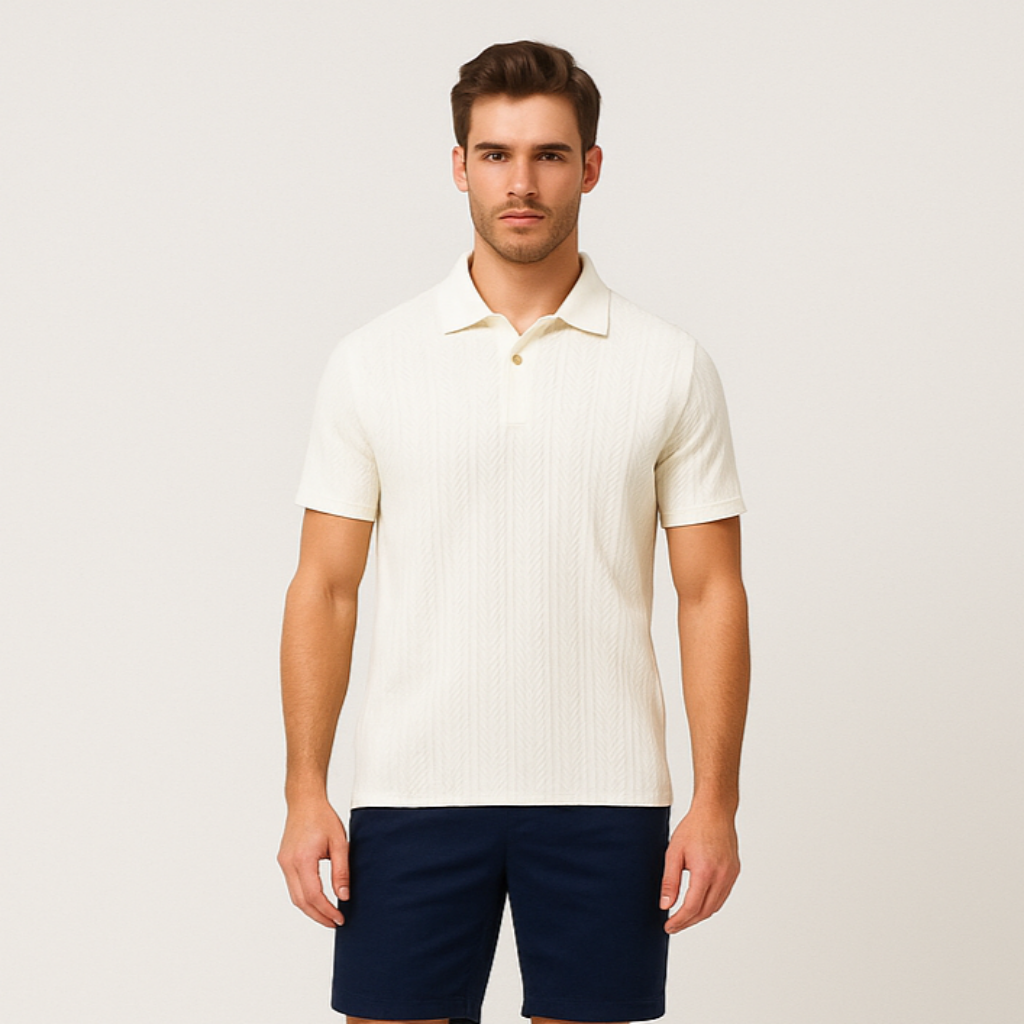 Norrskenberg | Herrpolo i Jacquard - Stilren T-shirt med Old Money-look