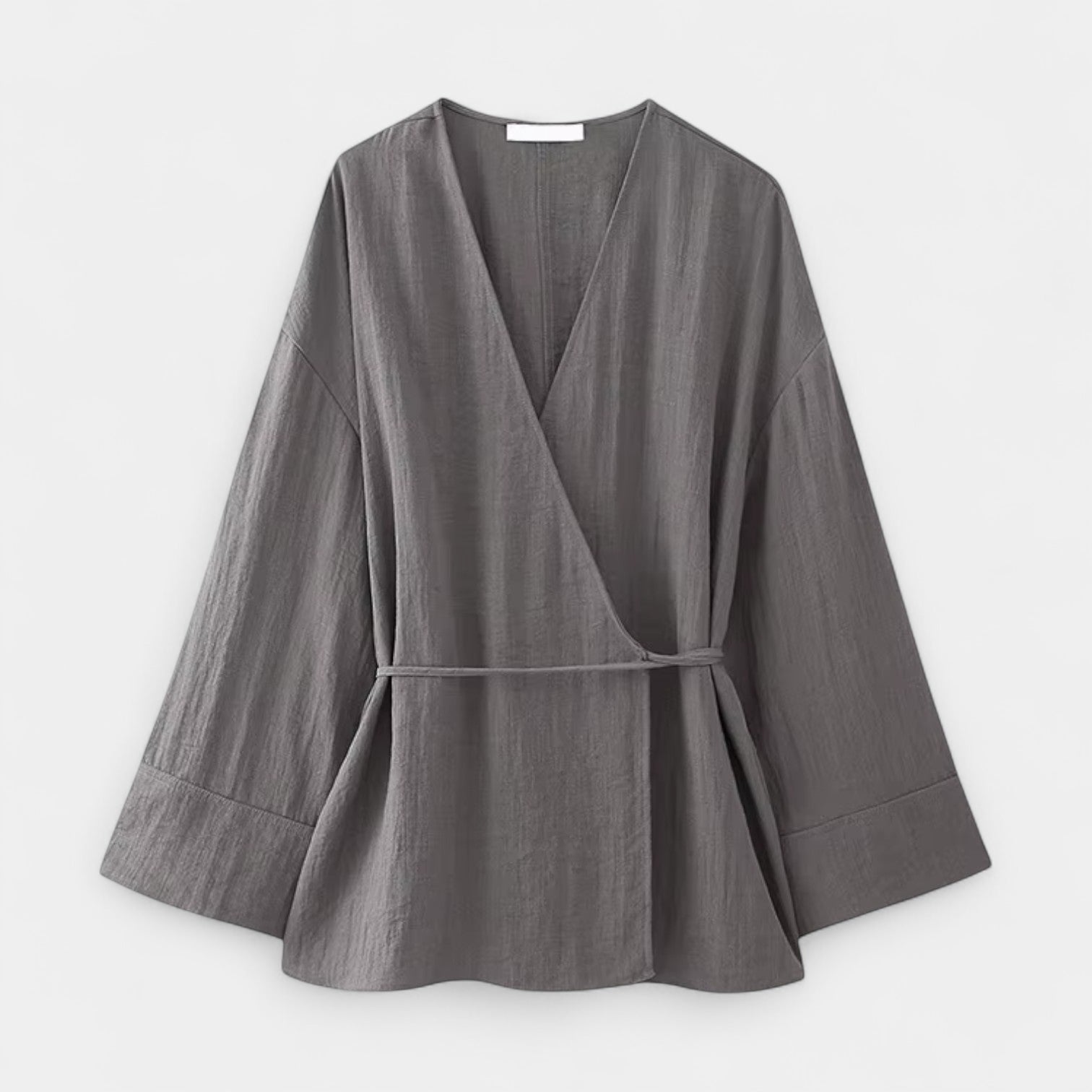 Norrskenberg | Dam Two-Piece Set i Linne - Kimono med Skärp & Vida byxor