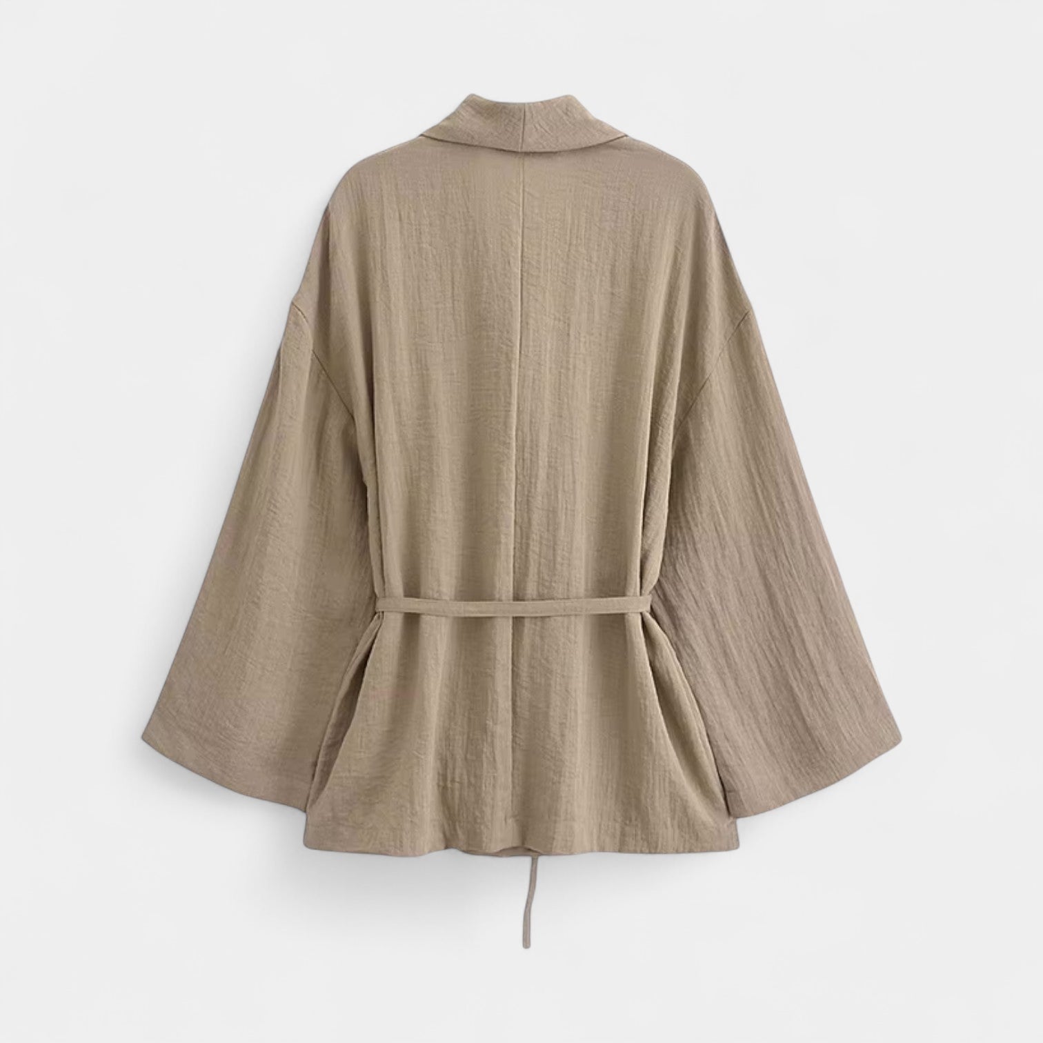Norrskenberg | Dam Two-Piece Set i Linne - Kimono med Skärp & Vida byxor