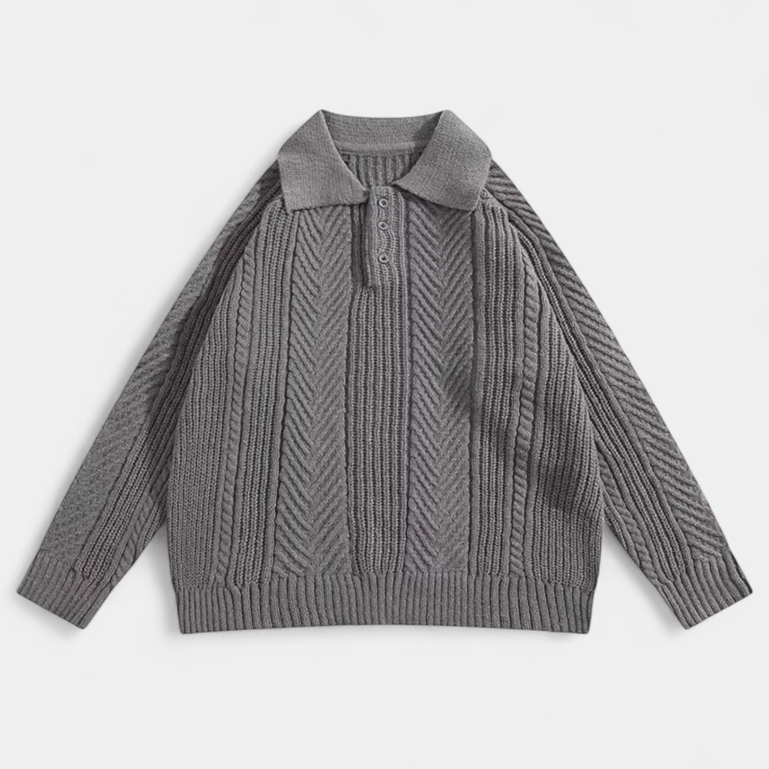 Norrskenberg | Herr Stickad Långärmad Piké - Old Money Halv-zip Tröja