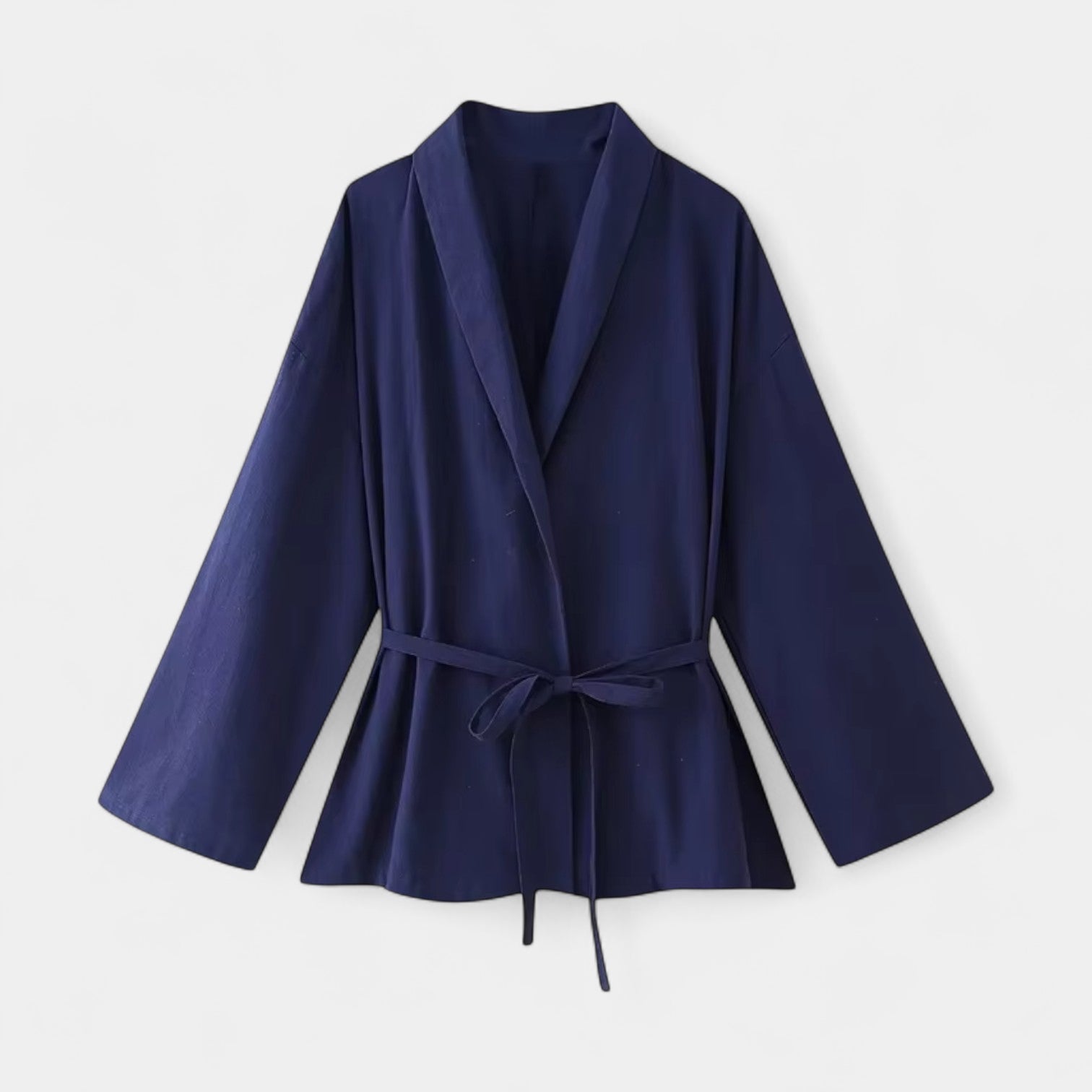 Norrskenberg | Dam Two-Piece Set i Linne - Kimono med Skärp & Vida byxor