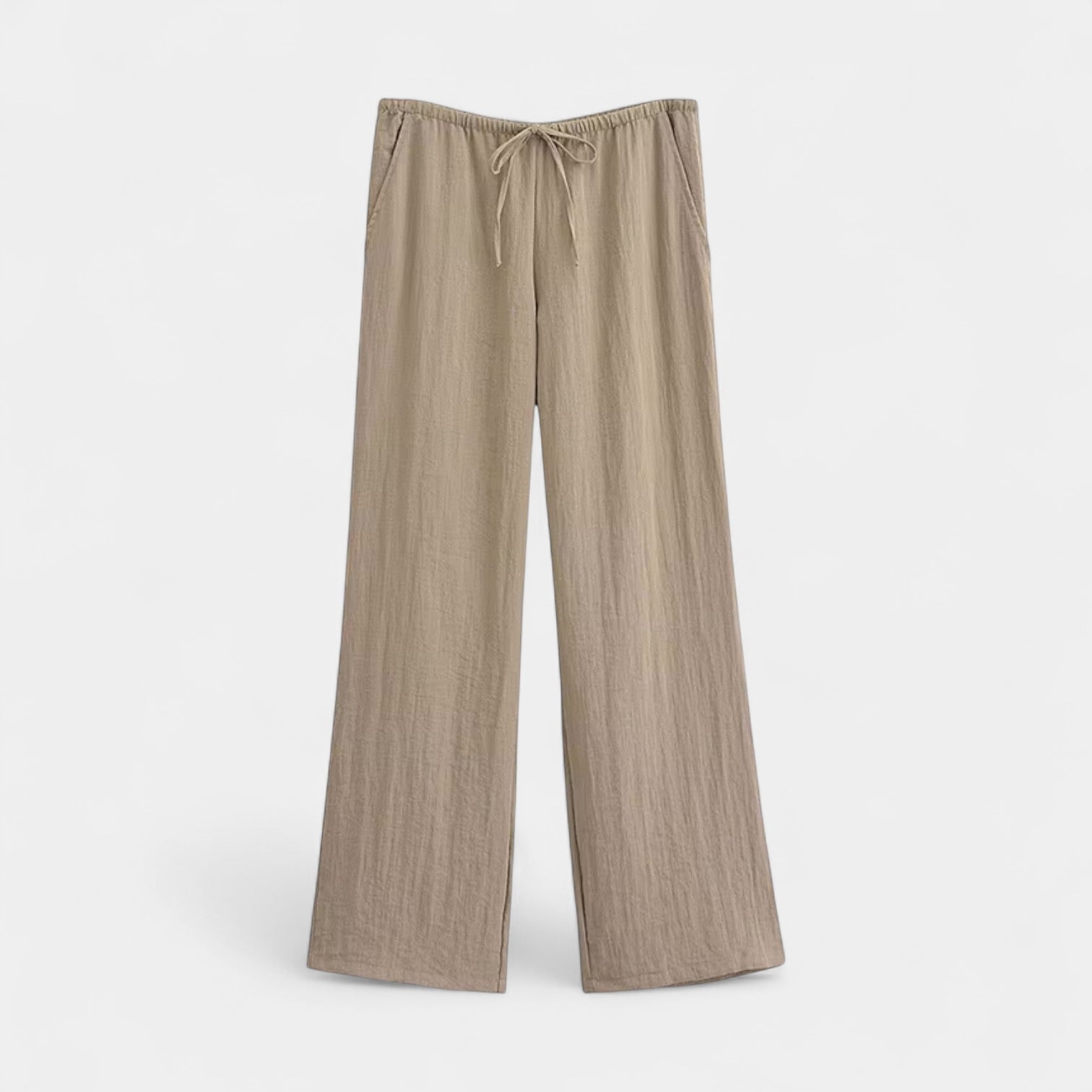 Norrskenberg | Dam Two-Piece Set i Linne - Kimono med Skärp & Vida byxor