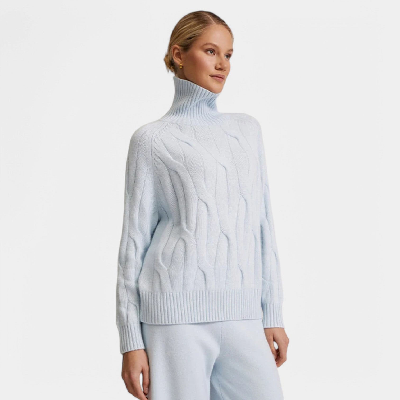 Valenti | Casual Merino Knit Lounge Set - Roll Neck Sweater with Joggers-VALENTI