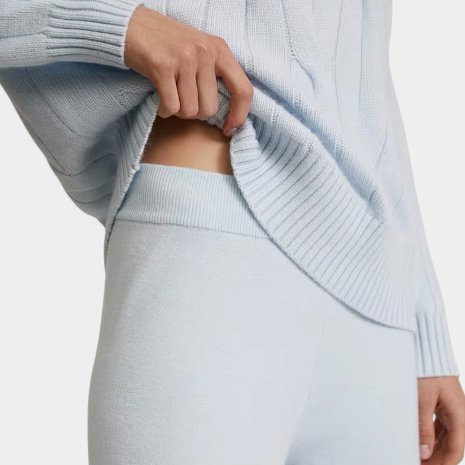 Valenti | Casual Merino Knit Lounge Set - Roll Neck Sweater with Joggers-VALENTI