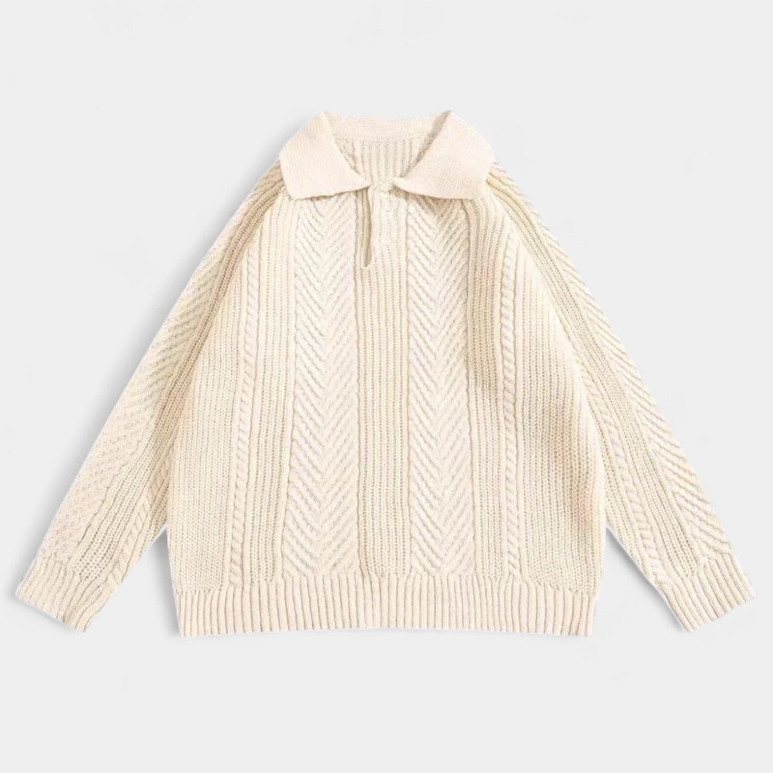 Norrskenberg | Herr Stickad Långärmad Piké - Old Money Halv-zip Tröja