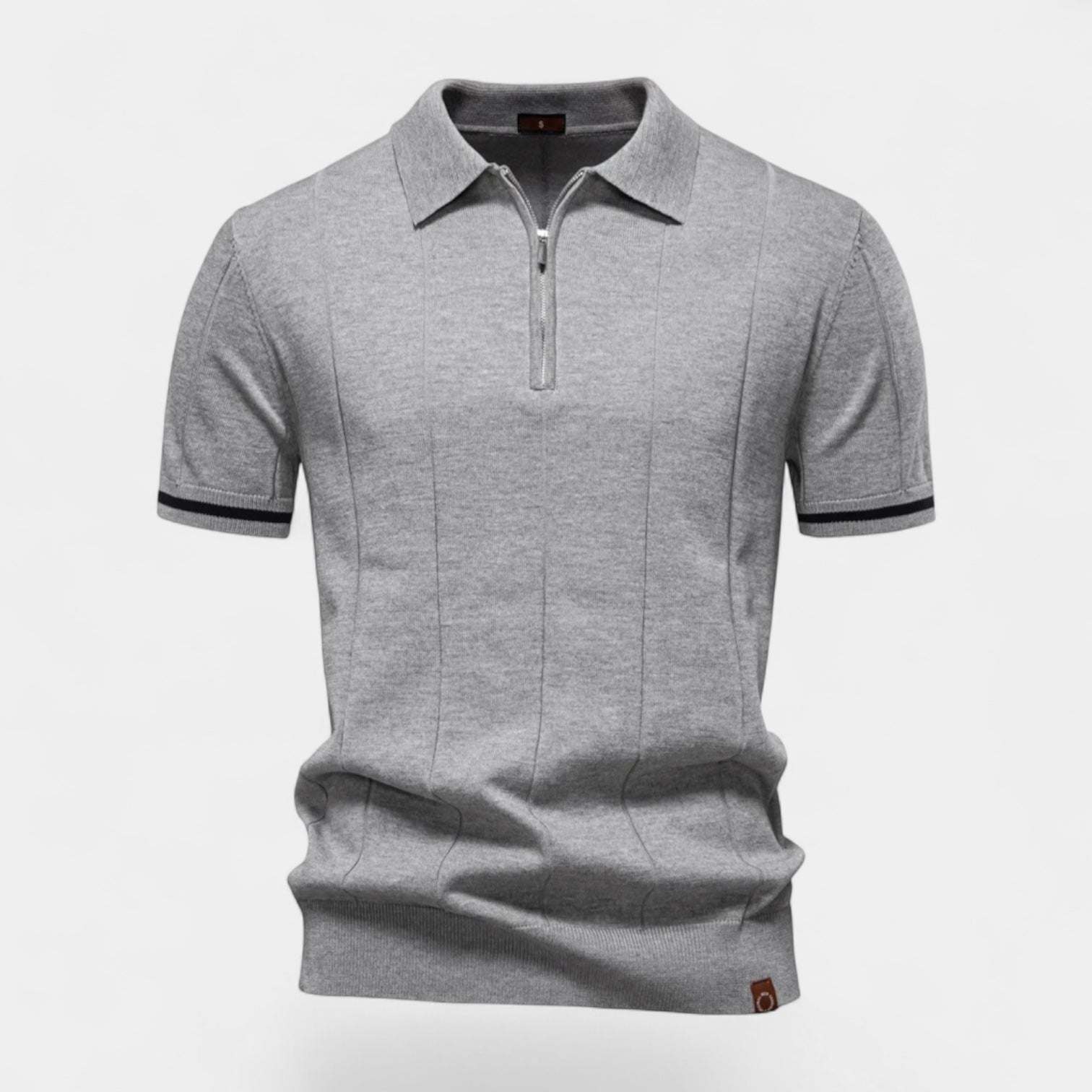 Norrskenberg | Kortärmad Piké Skjorta med Halv‑dragkedja för Herr - Casual T-Shirt