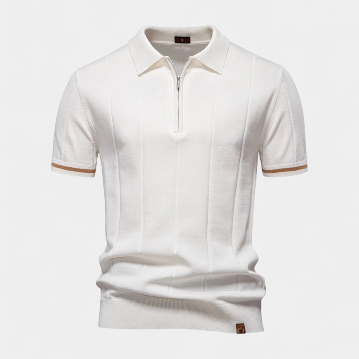 Norrskenberg | Kortärmad Piké Skjorta med Halv‑dragkedja för Herr - Casual T-Shirt