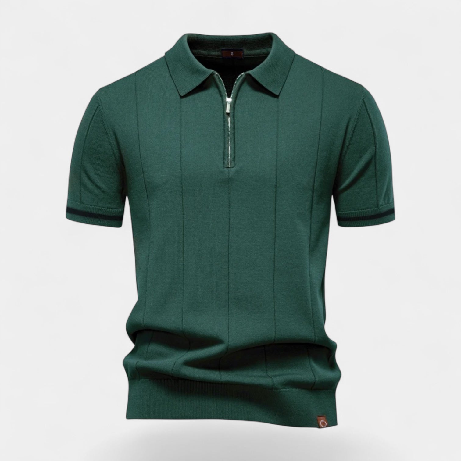 Norrskenberg | Kortärmad Piké Skjorta med Halv‑dragkedja för Herr - Casual T-Shirt