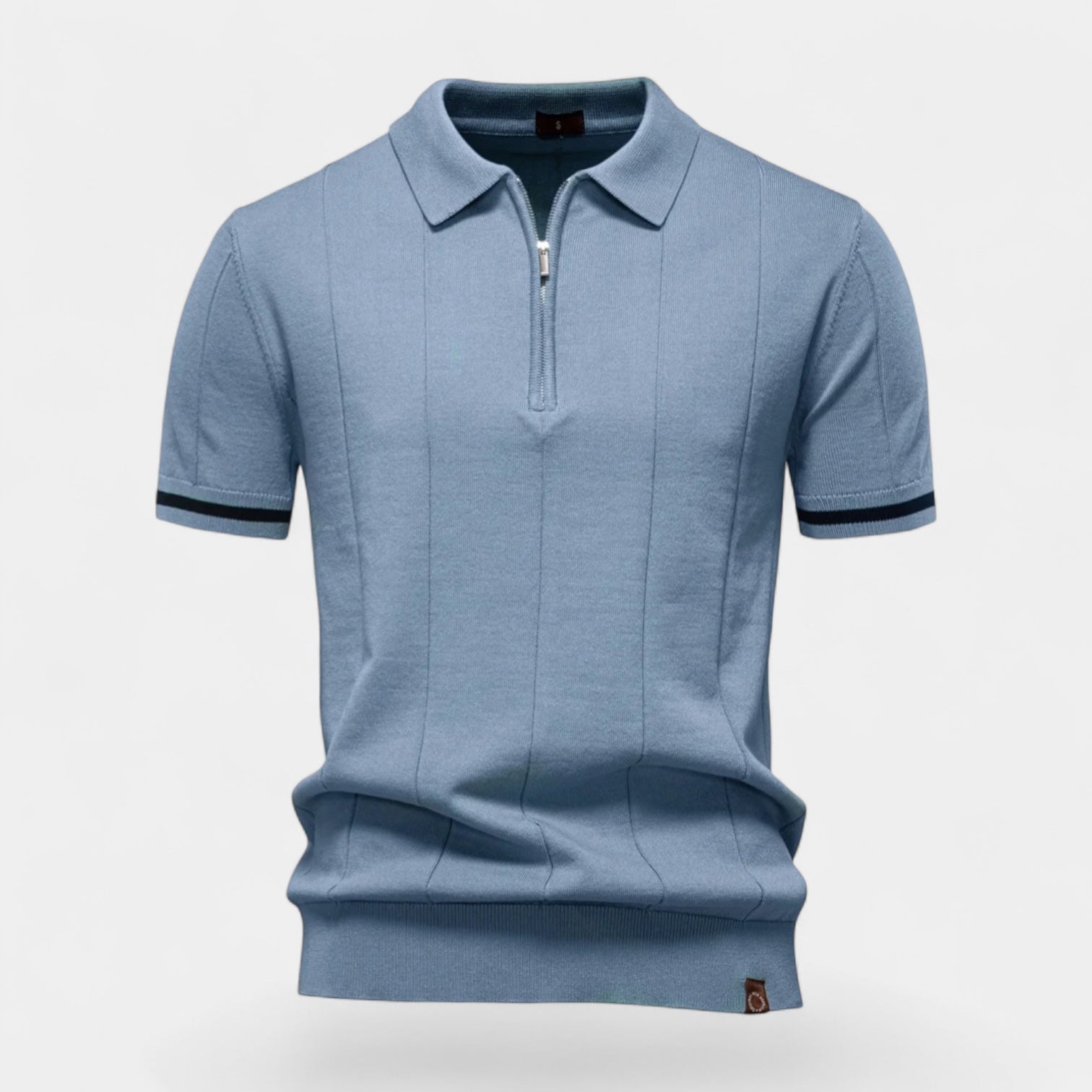 Norrskenberg | Kortärmad Piké Skjorta med Halv‑dragkedja för Herr - Casual T-Shirt