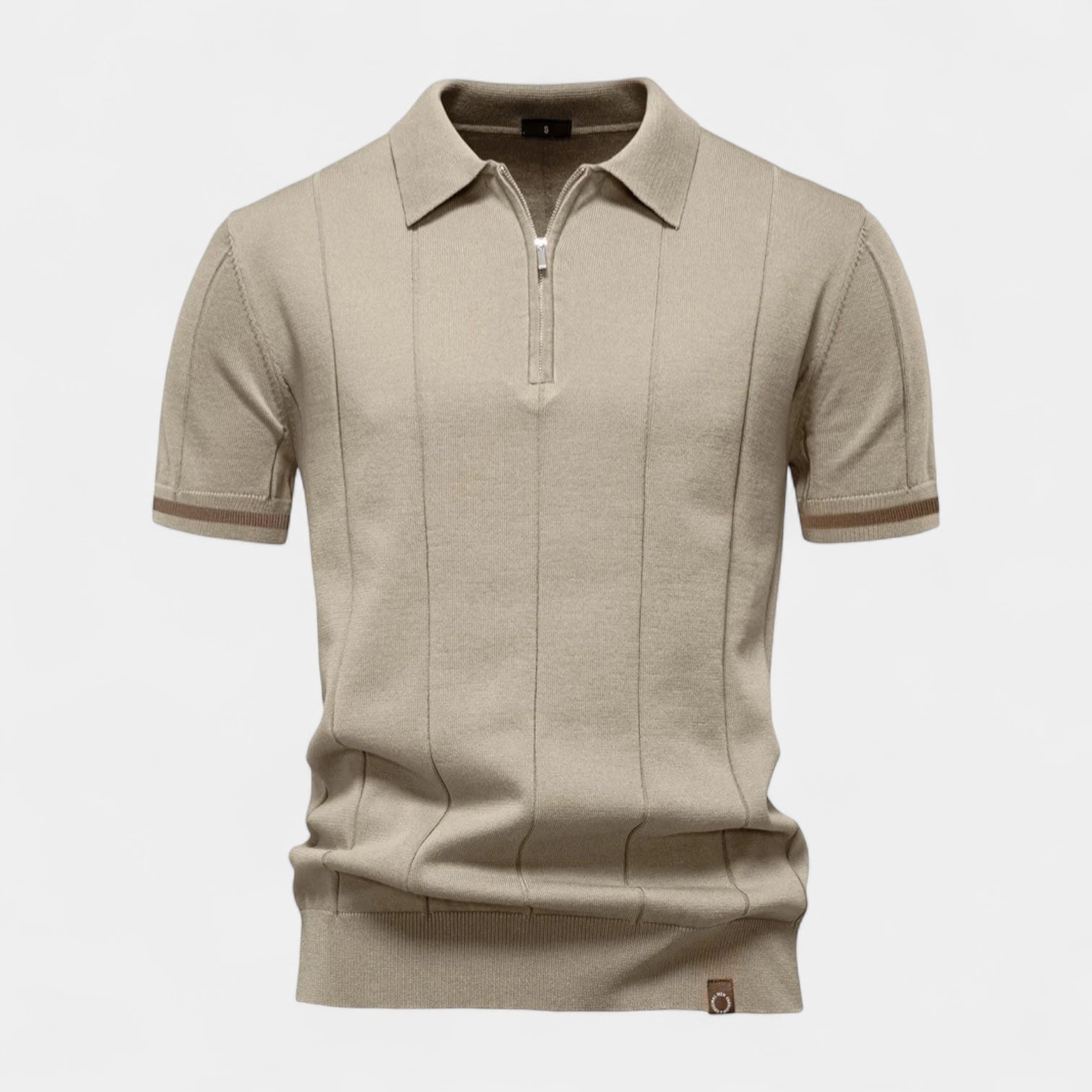 Norrskenberg | Kortärmad Piké Skjorta med Halv‑dragkedja för Herr - Casual T-Shirt