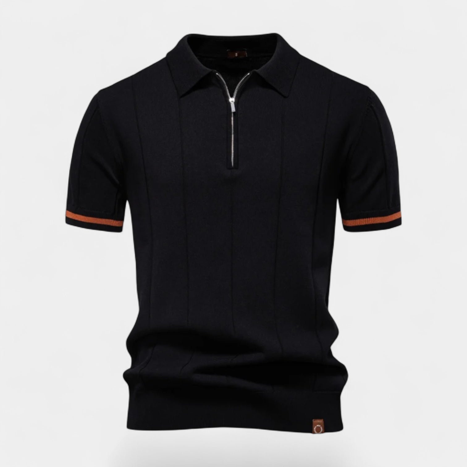 Norrskenberg | Kortärmad Piké Skjorta med Halv‑dragkedja för Herr - Casual T-Shirt
