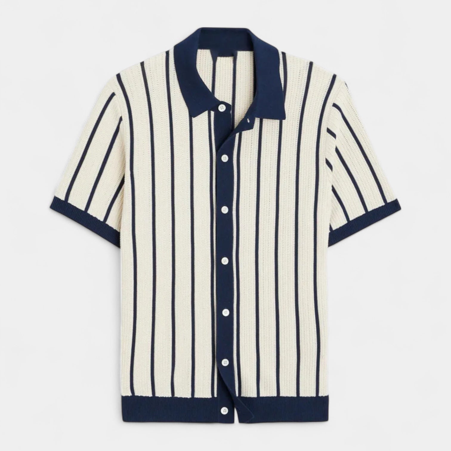 Norrskenberg | Randig Stickad Piké - Polo Shirt