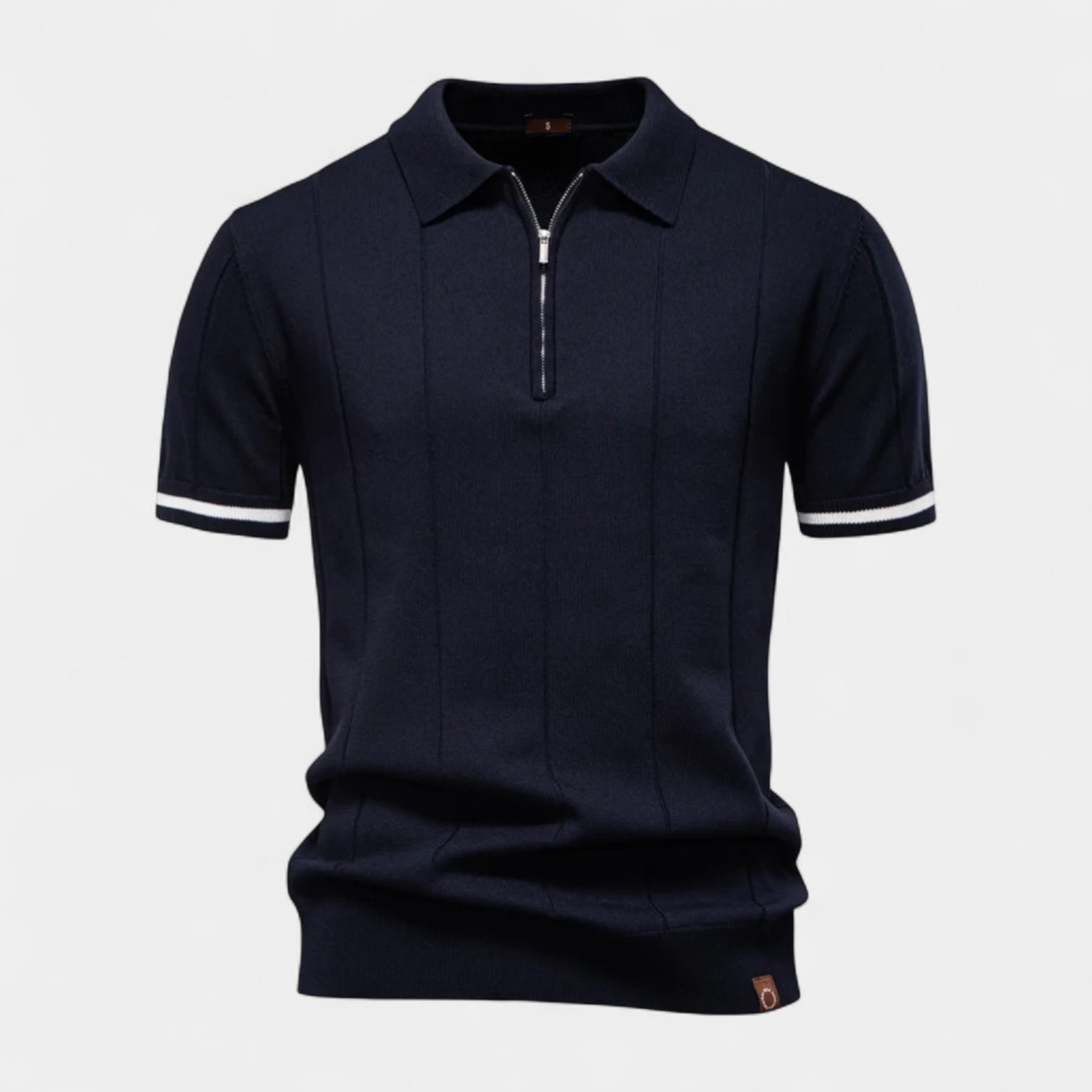 Norrskenberg | Kortärmad Piké Skjorta med Halv‑dragkedja för Herr - Casual T-Shirt